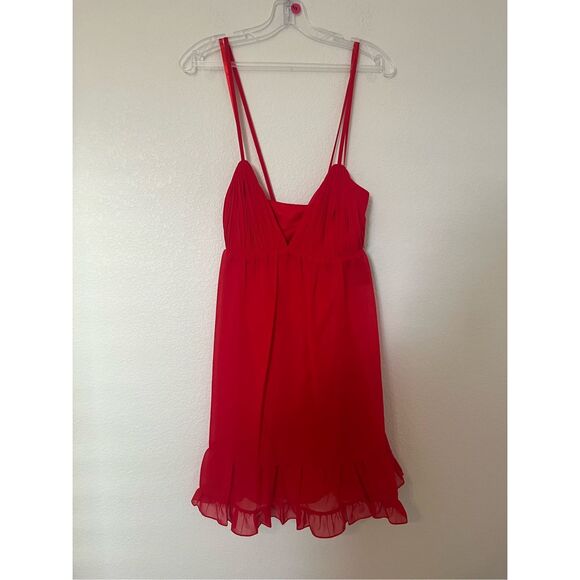 MAC DUGGAL Ruffle V-Neck Criss-Cross Mini Dress NEW NWT - Picture 4 of 10